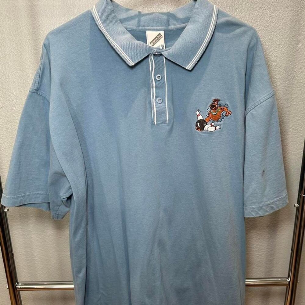 Vintage 2001‎ Warner Bro Scooby Doo pale blue Polo Shirt size XL